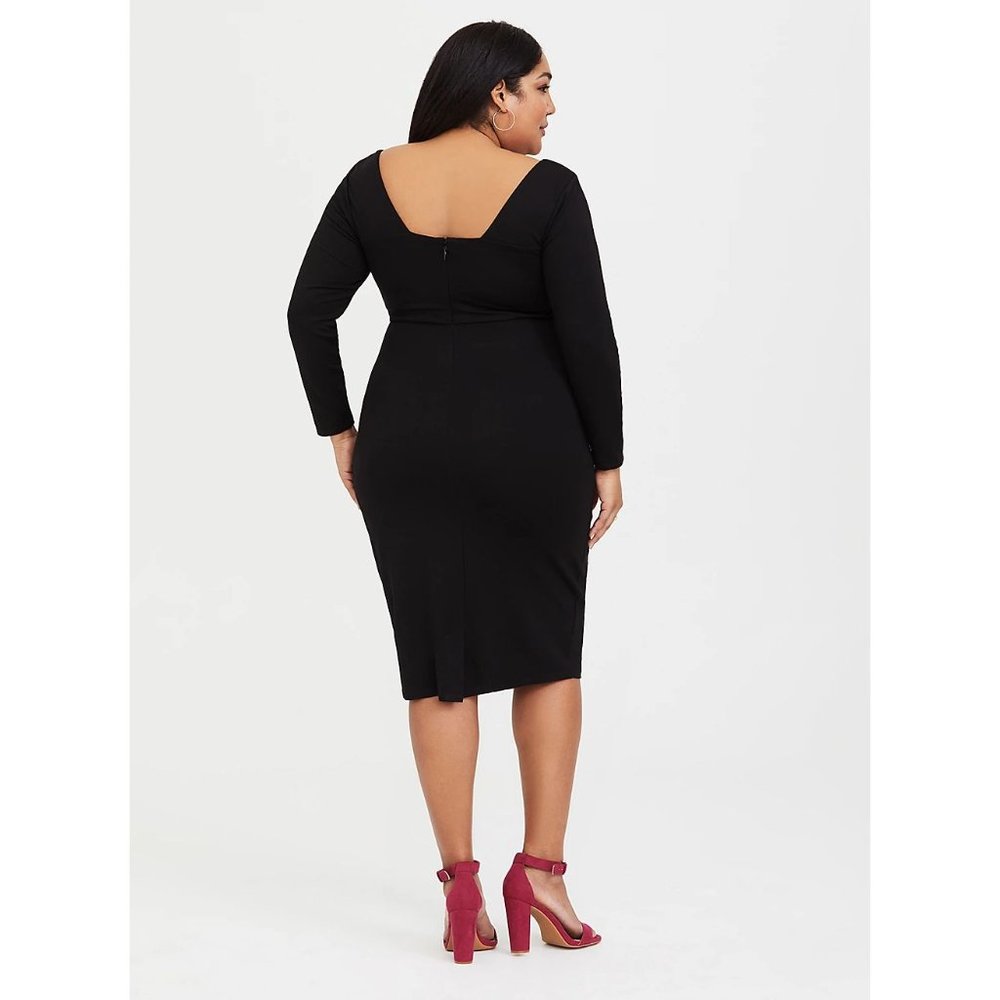 TORRID Black Premium Ponte Knit Bodycon Cocktail Dress sz 20 Women's Plus LBD - Picture 3 of 13